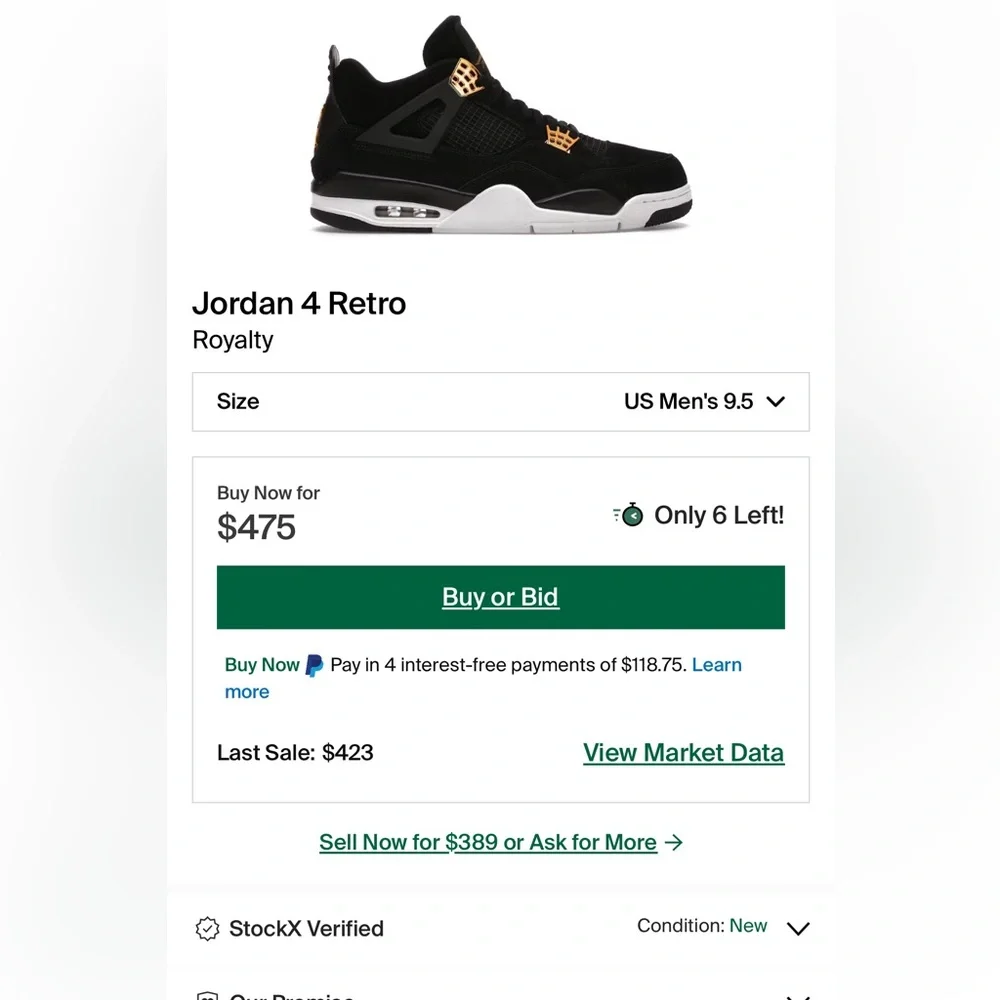 Jordan 4 Retro Royalty (size 9.5) - Picture 15 of 15